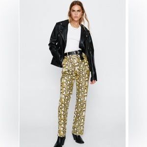 Nasty Gal Snake Print Faux Leather Pants size 10